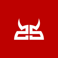 Half circle of mirrored letter Z with devil horn ornament for initial logo or identity.