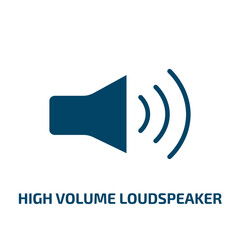 high volume loudspeaker icon from user interface collection. Filled high volume loudspeaker, voice, sound glyph icons isolated on white background. Black vector high volume loudspeaker sign, symbol