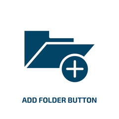 add folder button icon from user interface collection. Filled add folder button, add, button glyph icons isolated on white background. Black vector add folder button sign, symbol for web design and