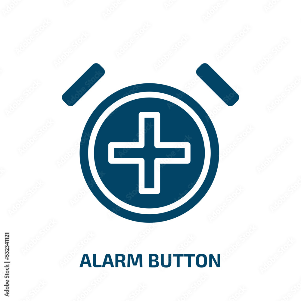 Poster alarm button icon from user interface collection. filled alarm button, button, alarm glyph icons iso