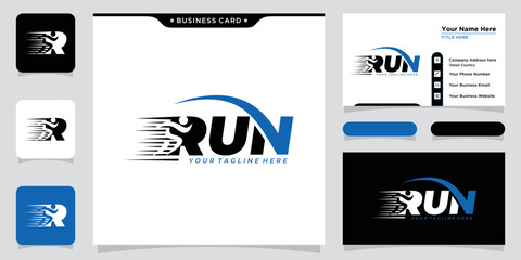 Running logo, jogging and marathon logo template design