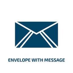 Fototapeta premium envelope with message icon from user interface collection. Filled envelope with message, business, message glyph icons isolated on white background. Black vector envelope with message sign, symbol for