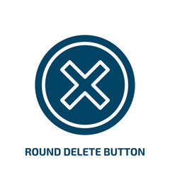 round delete button icon from user interface collection. Filled round delete button, delete, button glyph icons isolated on white background. Black vector round delete button sign, symbol for web