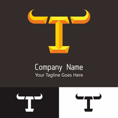 Letter I alphabet in the bull or buffalo head shape for initial logo.