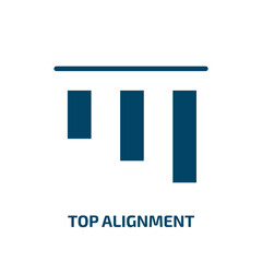 top alignment icon from user interface collection. Filled top alignment, alignment, website glyph icons isolated on white background. Black vector top alignment sign, symbol for web design and mobile