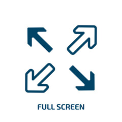 full screen icon from user interface collection. Filled full screen, screen, media glyph icons isolated on white background. Black vector full screen sign, symbol for web design and mobile apps