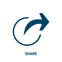 share icon from user interface collection. Filled share, communication, group glyph icons isolated on white background. Black vector share sign, symbol for web design and mobile apps