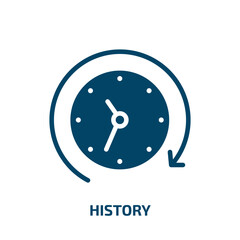history icon from user interface collection. Filled history, media, business glyph icons isolated on white background. Black vector history sign, symbol for web design and mobile apps