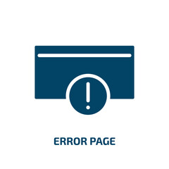 error page icon from user interface collection. Filled error page, problem, warning glyph icons isolated on white background. Black vector error page sign, symbol for web design and mobile apps