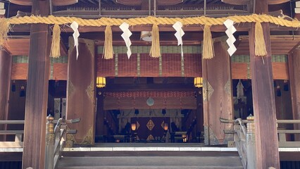 The old house of Shinto shrine, the Gojyoten Jinjya in Ueno Tokyo Japan, year 2022 September
