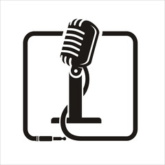 simple old microphone black icon
