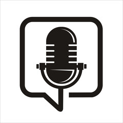 simple old microphone black icon