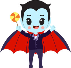 Dracula with Halloween candy
