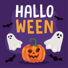 halloween lettering with ghosts