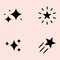 Hand drawn sparkling star collection vector