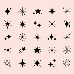 Hand drawn sparkling star collection vector