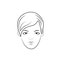 A woman's face is drawn with thin lines. Contour.