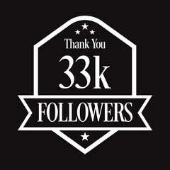 Thank you 33K followers, 33000 followers celebration, Vector Illustration
