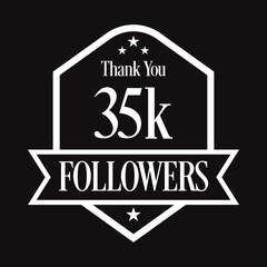 Thank you 35K followers, 35000 followers celebration, Vector Illustration
