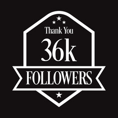 Thank you 36K followers, 36000 followers celebration, Vector Illustration