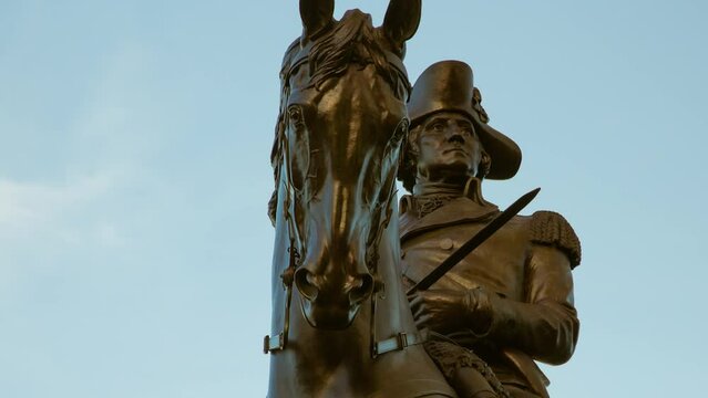 Timelapse view of George Washington statue in Boston