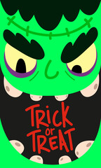 HALLOWEEN FRANKENSTEIN FACE ILLUSTRATION OCTOBER HORROR HOLIDAY 2022