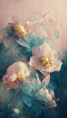 Pastel flowers background.  Abstract floral design for prints, postcards or wallpaper, 3d illustration