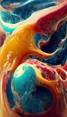 Abstract colorful fluid art background. 3d illustration