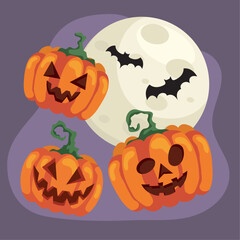 halloween pumpkins and moon