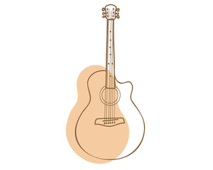 Fototapeta premium Electroacoustic guitar in doodle style, hand drawn, line art. Vector illustration