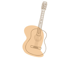 Obraz premium Classical guitar doodle style, hand drawn, line art. Vector illustration