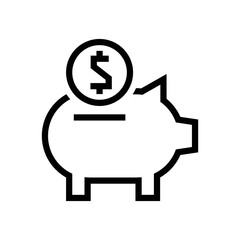 Piggy bank vector outline icon symbol design