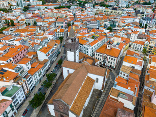 Fototapeta na wymiar Funchal Aerial View. Funchal is the Capital and Largest City of Madeira Island in Portugal. Europe. 