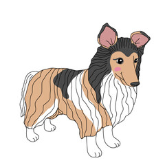 Rough Collie dog cartoon vector illustration - 532350969