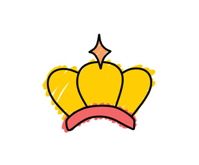 colorful crown collection. Doodle sketch style.