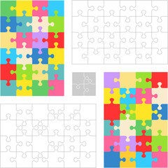 Jigsaw puzzles 4x6 and 6x4 blank templates and colorful patterns. Overlay your image to get custom jigsaw puzzle.
