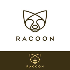 black white raccoon head logo and icon, clip art vector © alexander 137