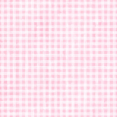Vertical and horizontal white stripes on the pink background. Checkered vintage background. Seamless pattern. Light pink background.