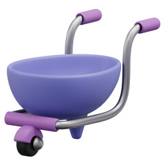 3d render blue wheelbarrow icon