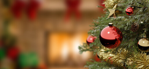 Christmas background with christmas decoration - 3d rendering