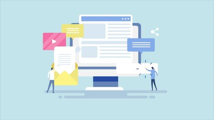 Business people working on content marketing campaign, blogging digital communication message.