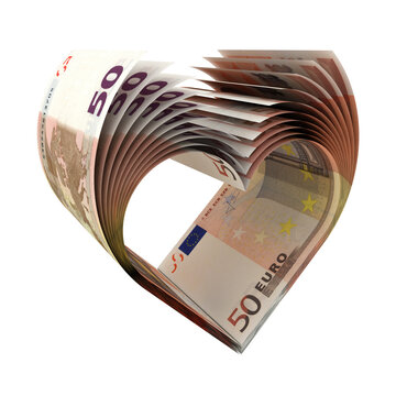 Herz geformt aus 50-Euro-Scheinen