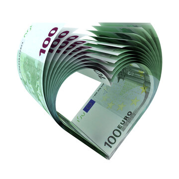 Herz geformt aus 100-Euro-Scheinen