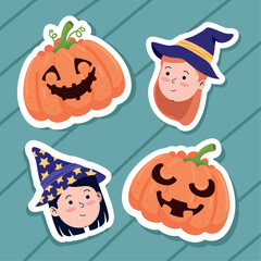 halloween witches with pumpkins