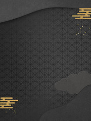 黄金の雲海と黒の質感のある和風年賀状