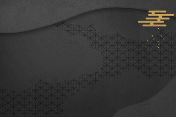 黄金の雲海と黒の質感のある和風背景