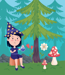 halloween witch with potion