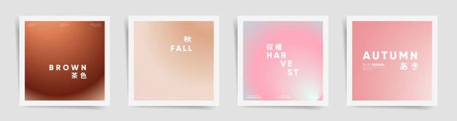 Lovely autumn modern art square cover design. Album cover templates with minimal design and cute gradients. Circular pale gradations layout template set.	