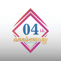 04 years anniversary celebration logotype. 04th anniversary logo collection. Set of anniversary design template. Vector and illustration.