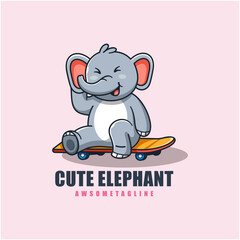 cute elephant character mascot design